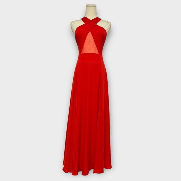 Fame and Partners Cutout Criss Cross Halter Maxi Dress Cocktail Gown Size 2 - Picture 1 of 10